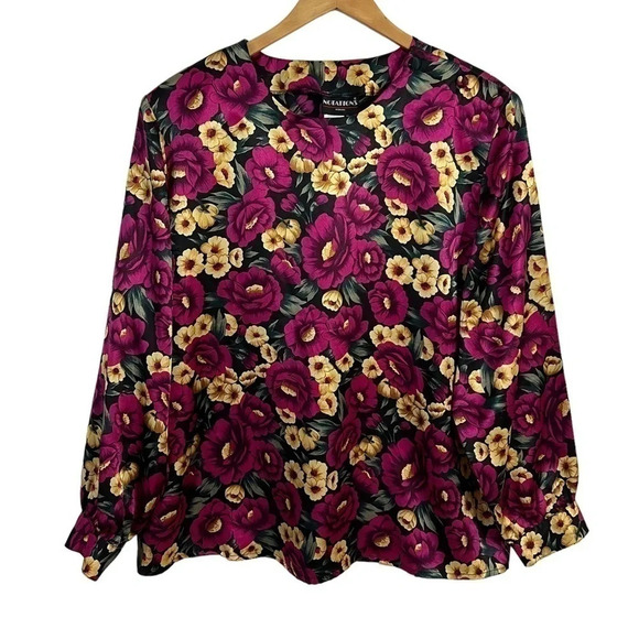 Notations Floral Blouse 18W Plus Size Pullover Colorful Fabric Button Details - Picture 1 of 9
